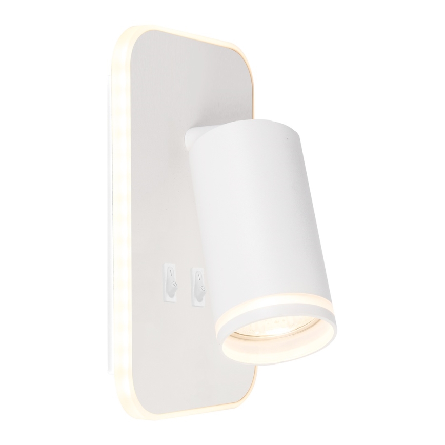 LED zidno reflektorsko svjetilo PIPE 1xGU10/10W/230V + LED/6W bijelo