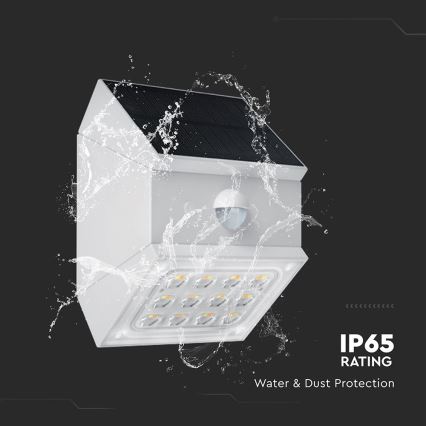 LED zidna solarna svjetiljka sa senzorom LED/2,5W/3,7V 3000/4000/6000K IP65 1200 mAh bijela