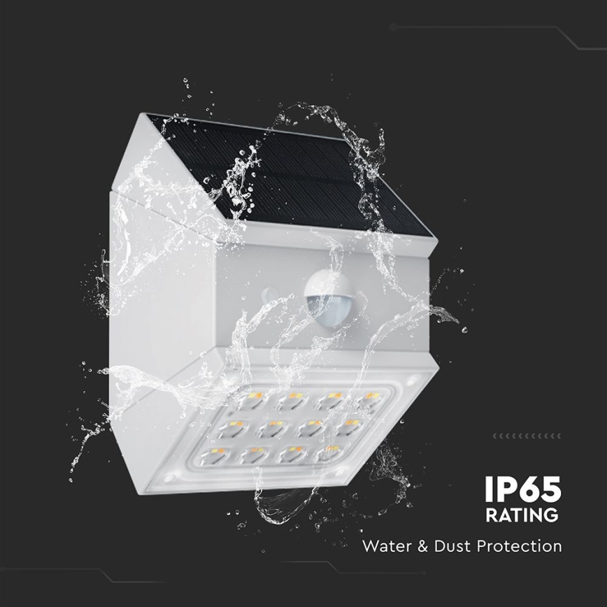 LED zidna solarna svjetiljka sa senzorom LED/2,5W/3,7V 3000/4000/6000K IP65 1200 mAh bijela