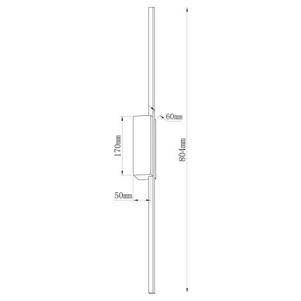 LED zidno svjetlo AISHA LED/12W/230V 4000K 80 cm crno
