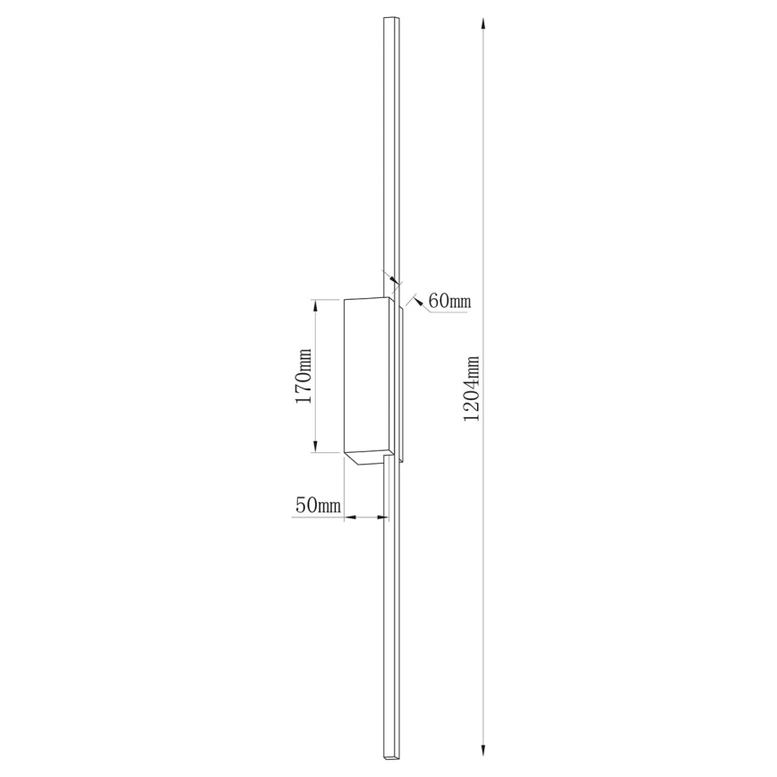 LED zidno svjetlo AISHA LED/20W/230V 4000K 120 cm crno