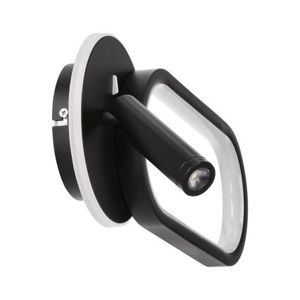 LED Zidna svjetiljka MONET LED/13W/230V + LED/2W 3000/4000/6000K crna