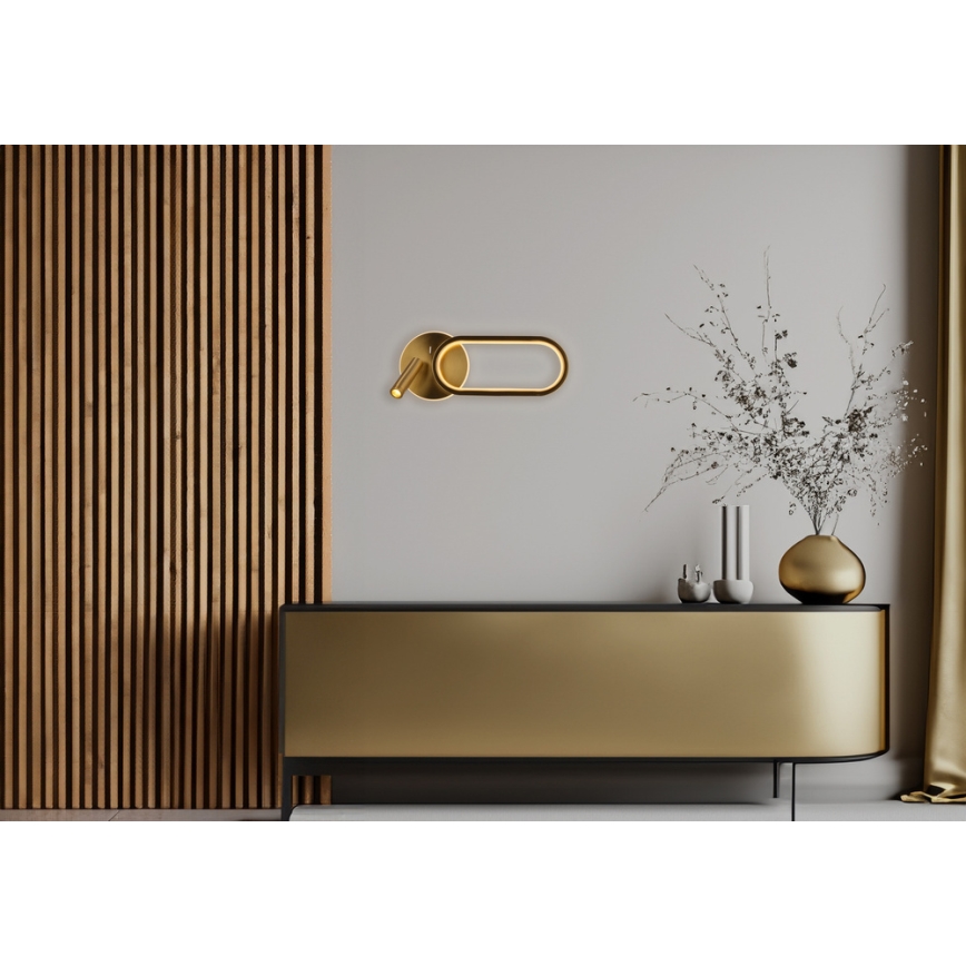 LED Zidna svjetiljka MONET LED/13W/230V + LED/2W 3000/4000/6000K zlatna