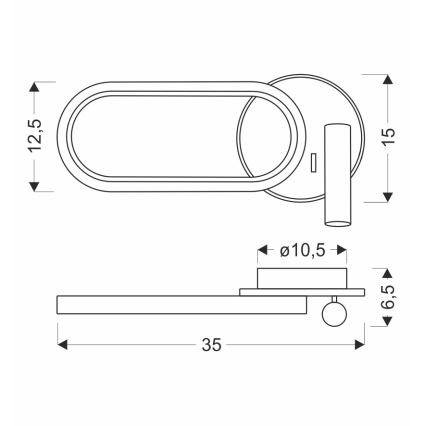 LED Zidna svjetiljka MONET LED/13W/230V + LED/2W 3000/4000/6000K zlatna
