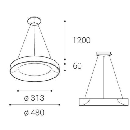 LED2 - LED Luster na sajli BELLA LED/40W/230V 3000/4000K crna