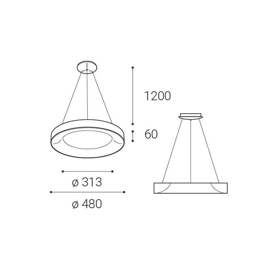 LED2 - LED Luster na sajli BELLA LED/40W/230V 3000/4000K crna
