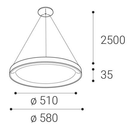 LED2 - LED Luster na sajli BELLA LED/48W/230V 3000K/4000K bijela