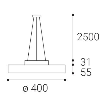 LED2 - LED Luster na sajli ROTO LED/48W/230V 2700K/3300K/4000K IP40 crna pr. 40 cm