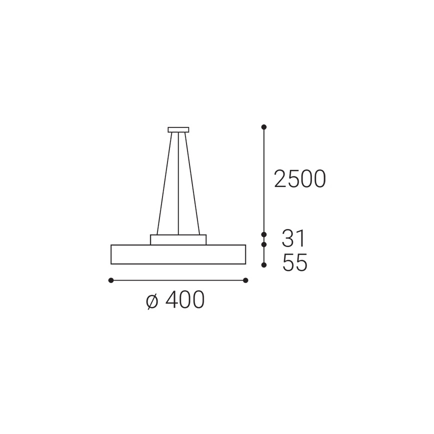 LED2 - LED Luster na sajli ROTO LED/48W/230V 2700K/3300K/4000K IP40 crna pr. 40 cm