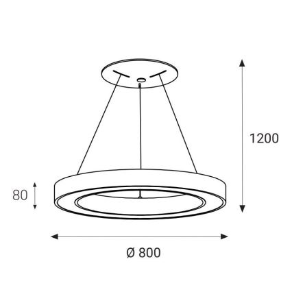 LED2 - LED Luster na sajli SATURN LED/80W/230V 3000K pr. 80 cm crna