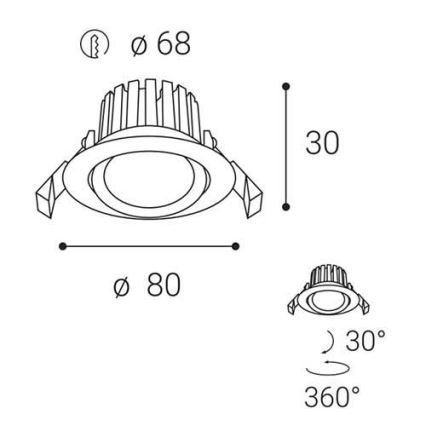 LED2 - LED Prigušiva ugradbena svjetiljka za kupaonicu MAX LED/8W/230V 3000K IP65