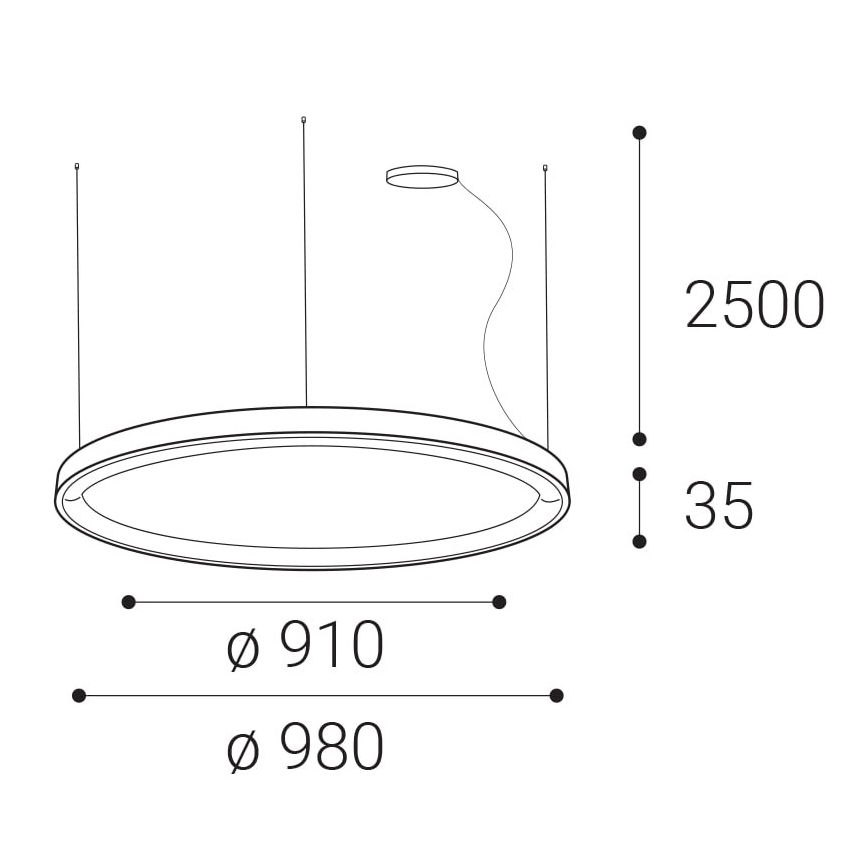 LED2 - LED Prigušivi luster na sajli BELLA LED/80W/230V 3000K/4000K bijela