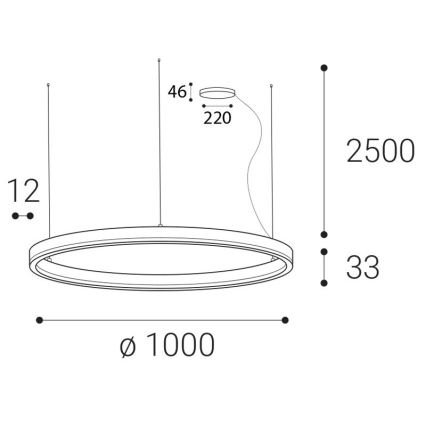 LED2 - LED Prigušivi luster na sajli CIRCLE LED/80W/230V 3000K/4000K pr. 100 cm bijela