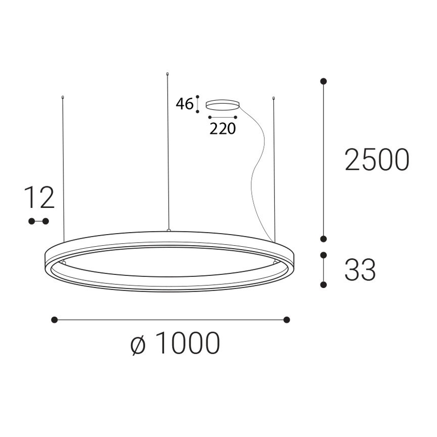 LED2 - LED Prigušivi luster na sajli CIRCLE LED/80W/230V 3000K/4000K pr. 100 cm bijela