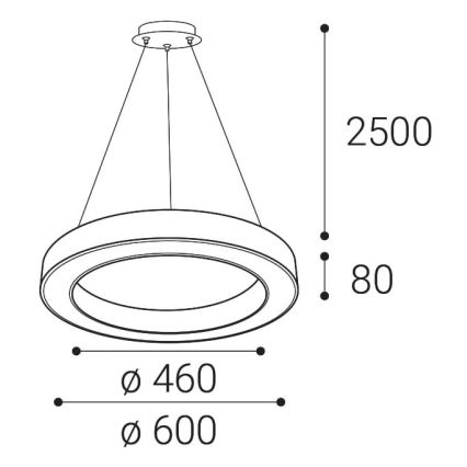 LED2 - LED Prigušivi luster na sajli SATURN LED/50W/230V 3000K/4000K bijela