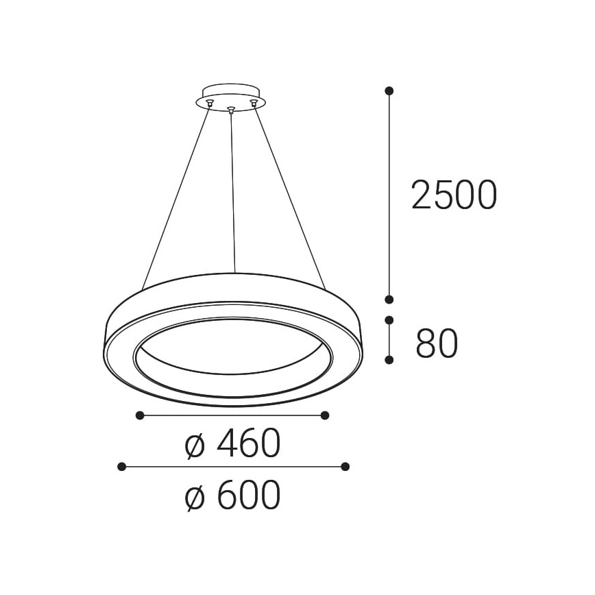 LED2 - LED Prigušivi luster na sajli SATURN LED/50W/230V 3000K/4000K bijela