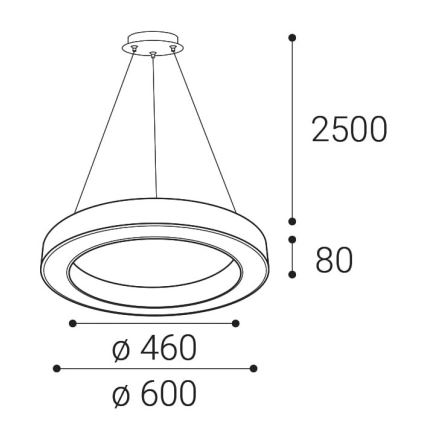 LED2 - LED Prigušivi luster na sajli SATURN LED/50W/230V 3000K/4000K crna