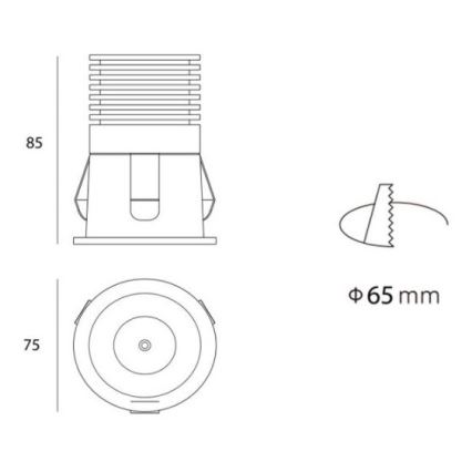 LED2 - LED Reflektorska uvučena svjetiljka RAY LED/10W/230V bijela IP44