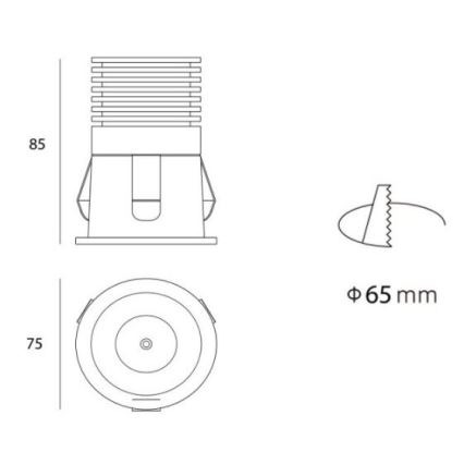 LED2 - LED Ugradbena svjetiljka za kupaonicu RAY LED/10W/230V crna IP44