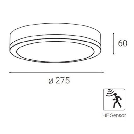 LED2 - LED Vanjska stropna svjetiljka sa senzorom KERY LED/18W/230V IP65 crna