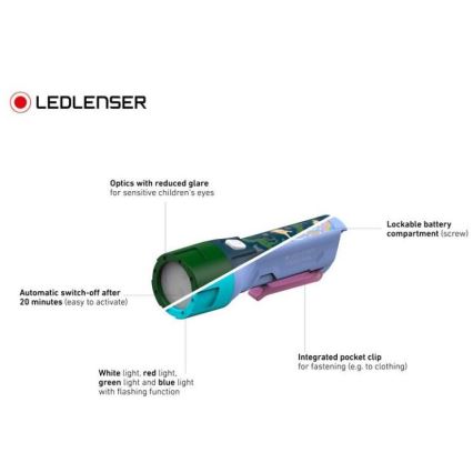 Ledlenser KIDBEAM4 RAINBOW - LED dječja svjetiljka s podesivom svjetlinom LED/2xAAA IP44 ljubičasta
