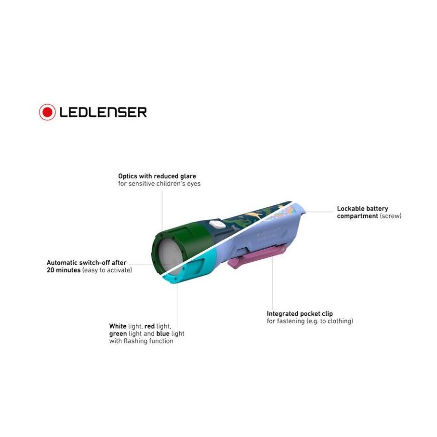 Ledlenser KIDBEAM4 RAINBOW - LED dječja svjetiljka s podesivom svjetlinom LED/2xAAA IP44 ljubičasta
