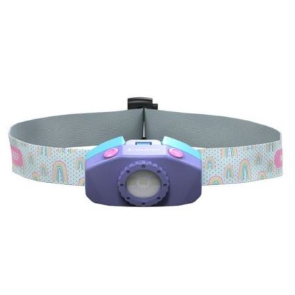 Ledlenser KIDLED2 RAINBOW - dječja LED čelna svjetiljka s podesivom svjetlinom, LED/1xAAA, IPX4, 40 lm, 20 h, ljubičasta
