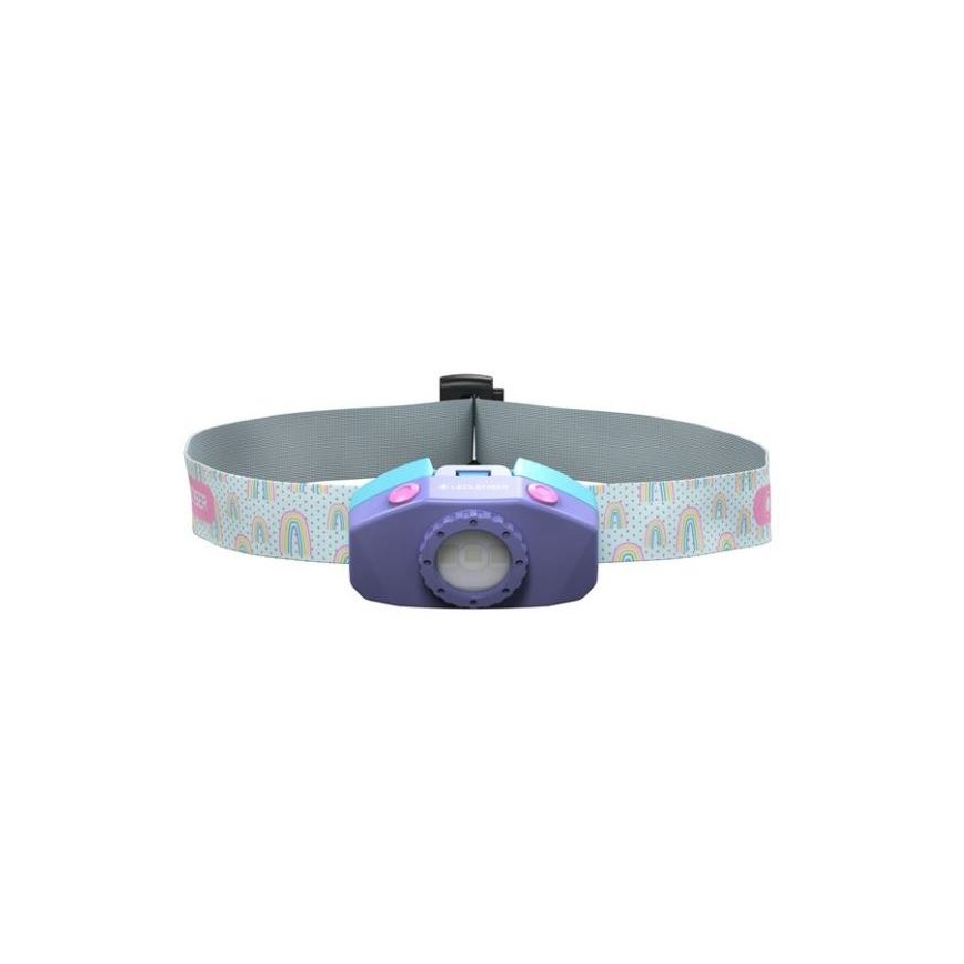 Ledlenser KIDLED2 RAINBOW - dječja LED čelna svjetiljka s podesivom svjetlinom, LED/1xAAA, IPX4, 40 lm, 20 h, ljubičasta