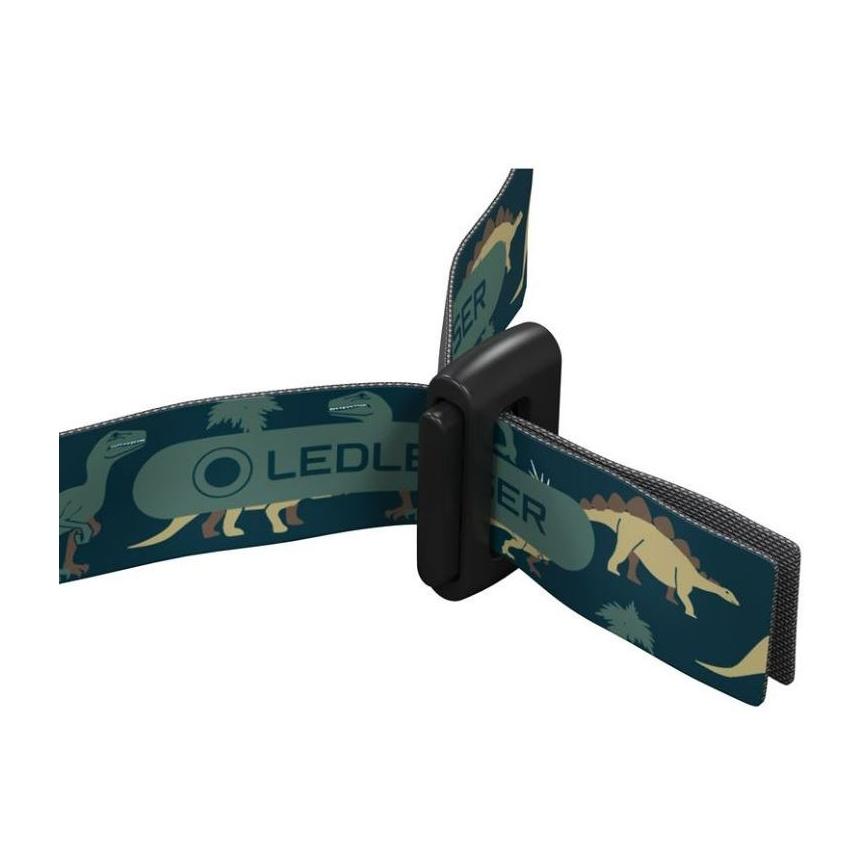 Ledlenser KIDLED4R DINO - punjiva dječja čelna svjetiljka LED s prigušivanjem, 280 mAh, IPX4, 40 lm, 18 h, zelena