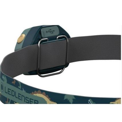 Ledlenser KIDLED4R DINO - punjiva dječja čelna svjetiljka LED s prigušivanjem, 280 mAh, IPX4, 40 lm, 18 h, zelena