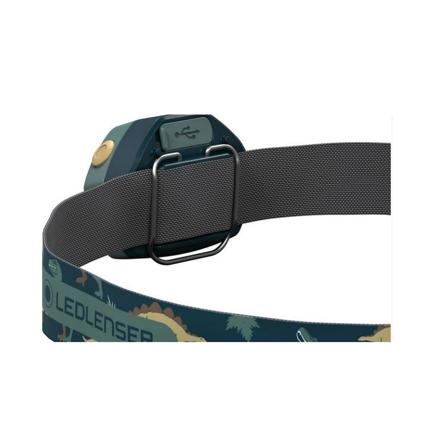 Ledlenser KIDLED4R DINO - punjiva dječja čelna svjetiljka LED s prigušivanjem, 280 mAh, IPX4, 40 lm, 18 h, zelena