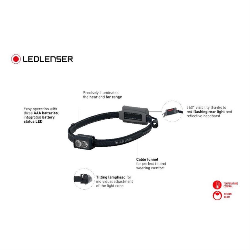 Ledlenser NEO3 - LED čelna svjetiljka s podesivom svjetlinom LED/3xAAA IP54 400 lm 20 h crna/bijela