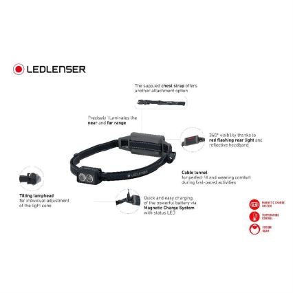 Ledlenser NEO5R - punjiva LED čelna svjetiljka s prigušivanjem 1800 mAh IP54 600 lm 35 h crna/bijela