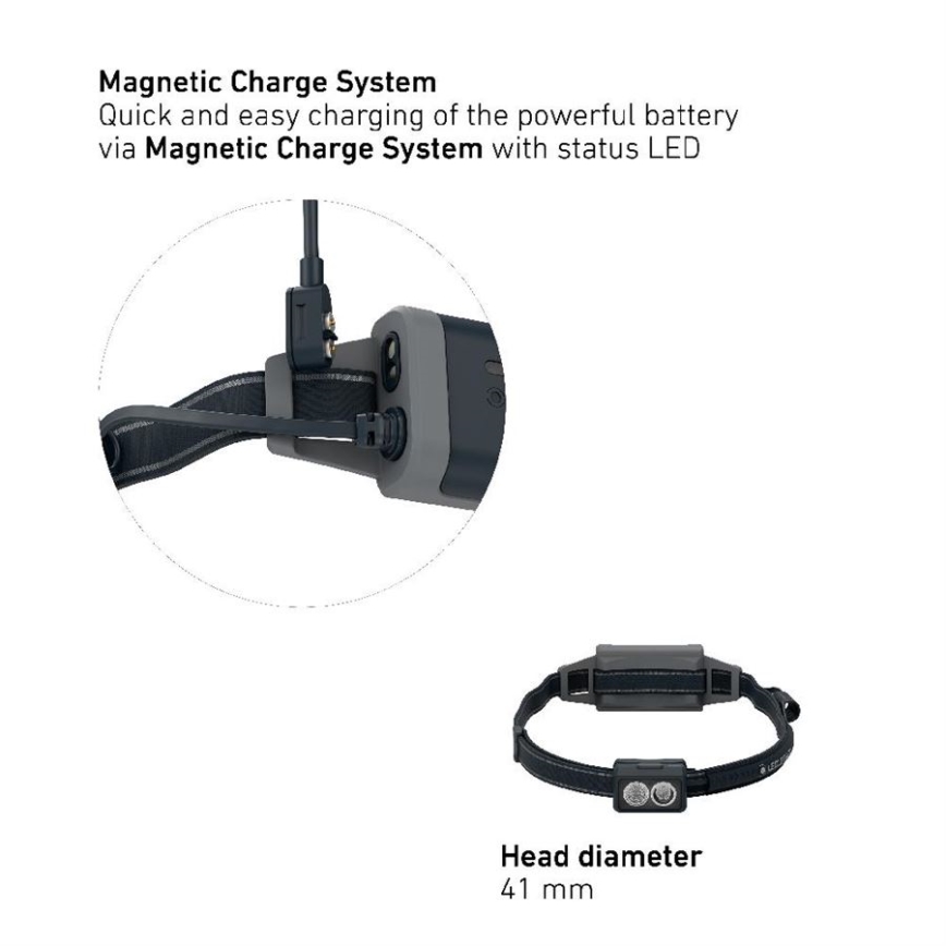 Ledlenser NEO5R - punjiva LED čelna svjetiljka s prigušivanjem 1800 mAh IP54 600 lm 35 h crna/bijela