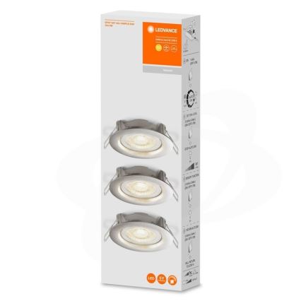 Ledvance - Komplet 3x prigušivih ugradnih LED svjetiljki SIMPLE LED/4,9W/230V