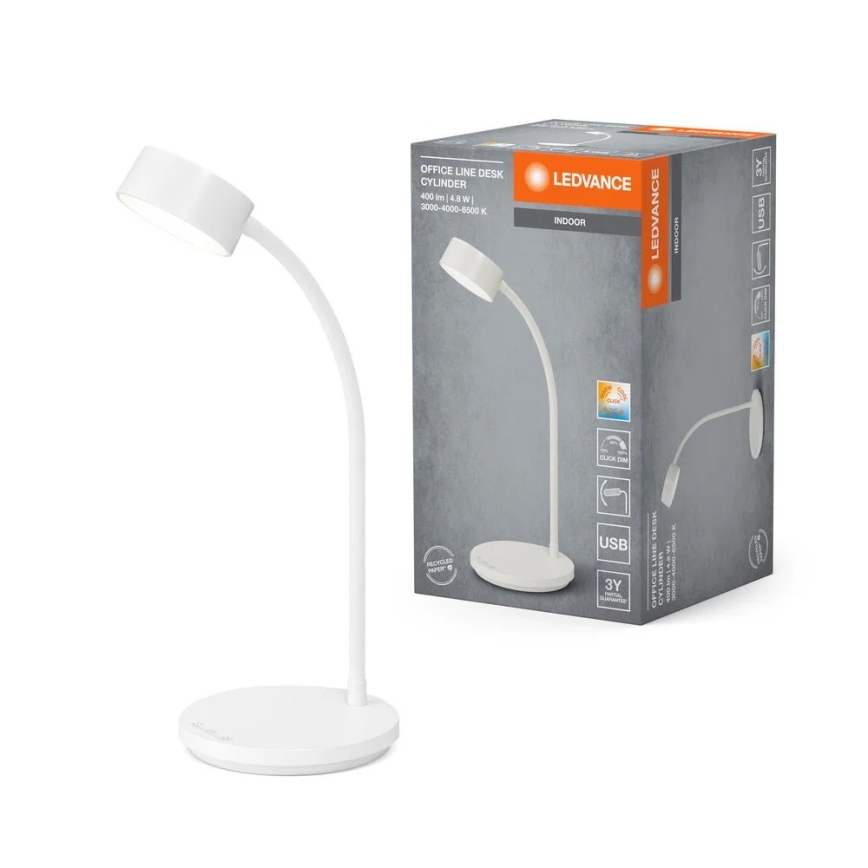 Ledvance - LED stolna svjetiljka s dodirnim upravljanjem i prigušivanjem OFFICE LED/4,8W/5V 3000-6500K bijela