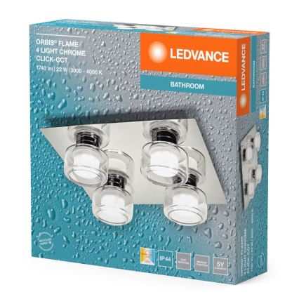 Ledvance - LED Stropna svjetiljka za kupaonicu ORBIS FLAME 4xLED/5,5W/230V 3000/4000K IP44 sjajni krom