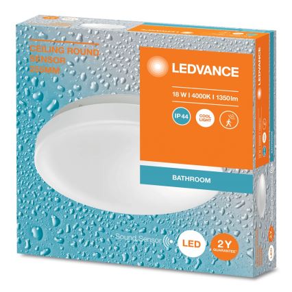 Ledvance - LED kupaonsko stropno svjetlo s senzorom sumraka CEILING ROUND LED/18W/230V IP44