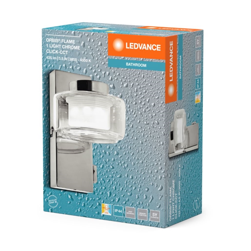 Ledvance - LED Zidna kupaonska svjetiljka ORBIS FLAME LED/5,5W/230V 3000/4000K IP44 sjajni krom
