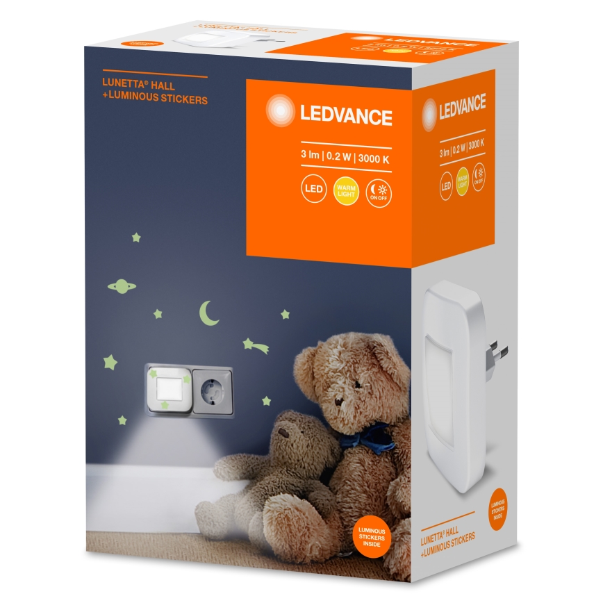 Ledvance - LED noćno svjetlo s senzorom sumraka LUNETTA LED/0,2W/230V
