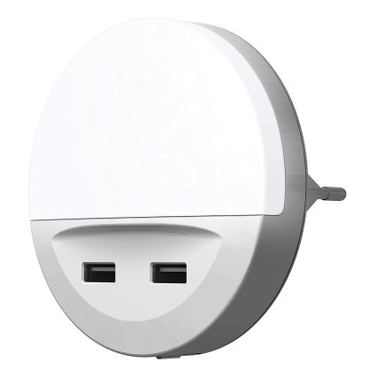 Ledvance - LED noćno svjetlo za utičnicu s senzorom LUNETTA 2xUSB LED/13W/230V