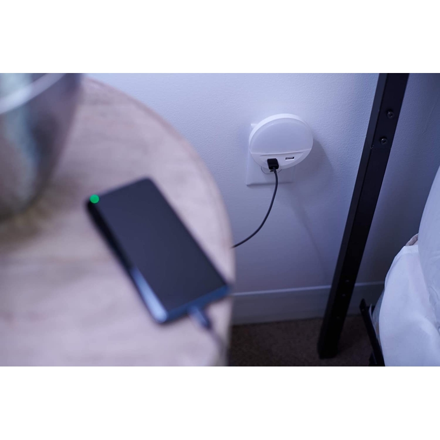 Ledvance - LED noćno svjetlo za utičnicu s senzorom LUNETTA 2xUSB LED/13W/230V