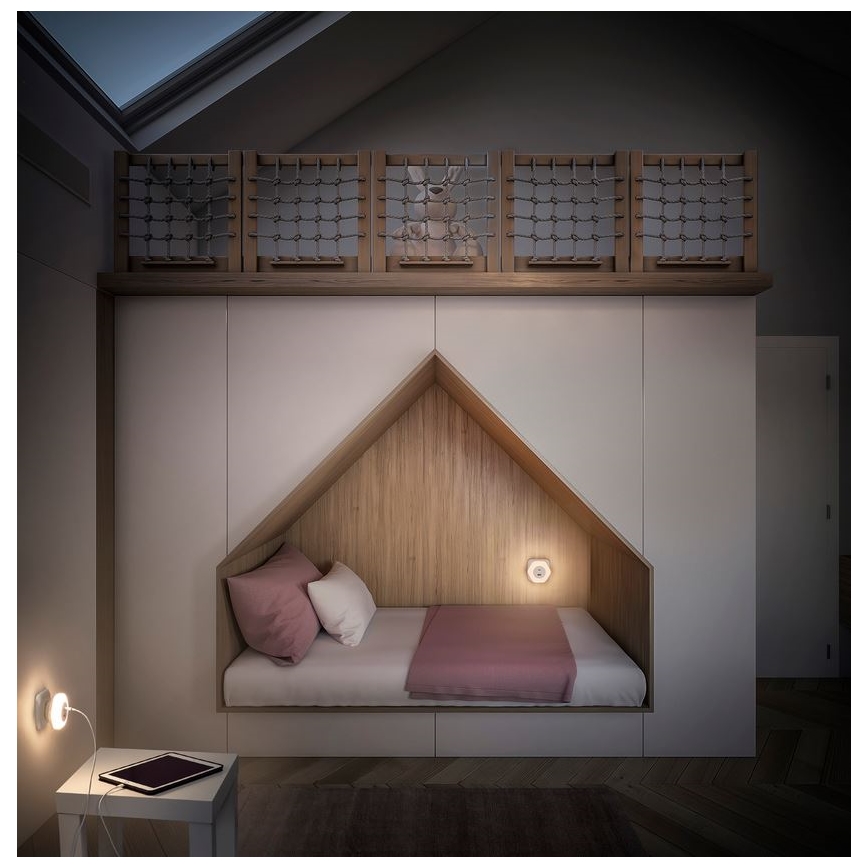 Ledvance - LED Orijentacijska svjetiljka za utičnicu s USB LUNETTA LED/15W/230V