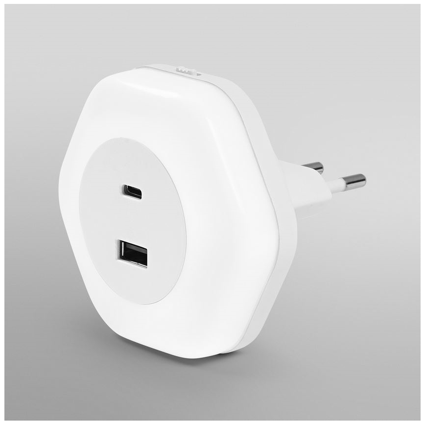 Ledvance - LED Orijentacijska svjetiljka za utičnicu s USB LUNETTA LED/15W/230V