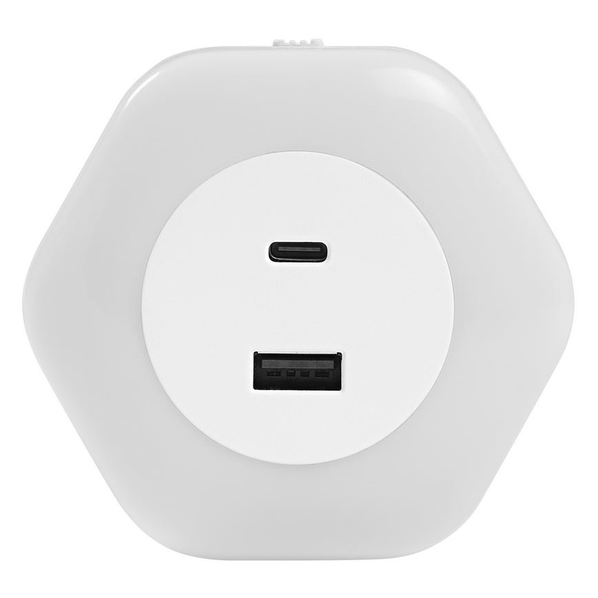 Ledvance - LED Orijentacijska svjetiljka za utičnicu s USB LUNETTA LED/15W/230V