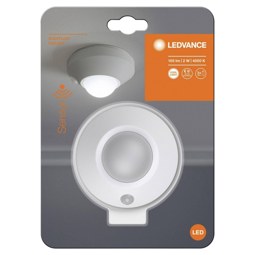 Ledvance - LED orijentacijsko svjetlo sa senzorom NIGHTLUX LED/1,7W/3xAA 4000K