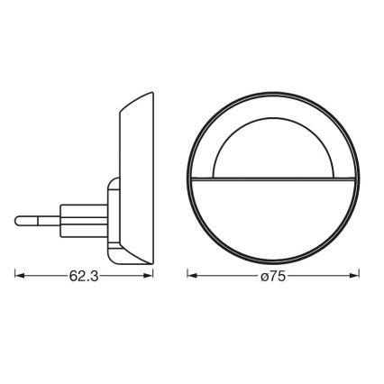 Ledvance - LED Prigušiva noćno svjetlo LUNETTA LED/0,7W/230V