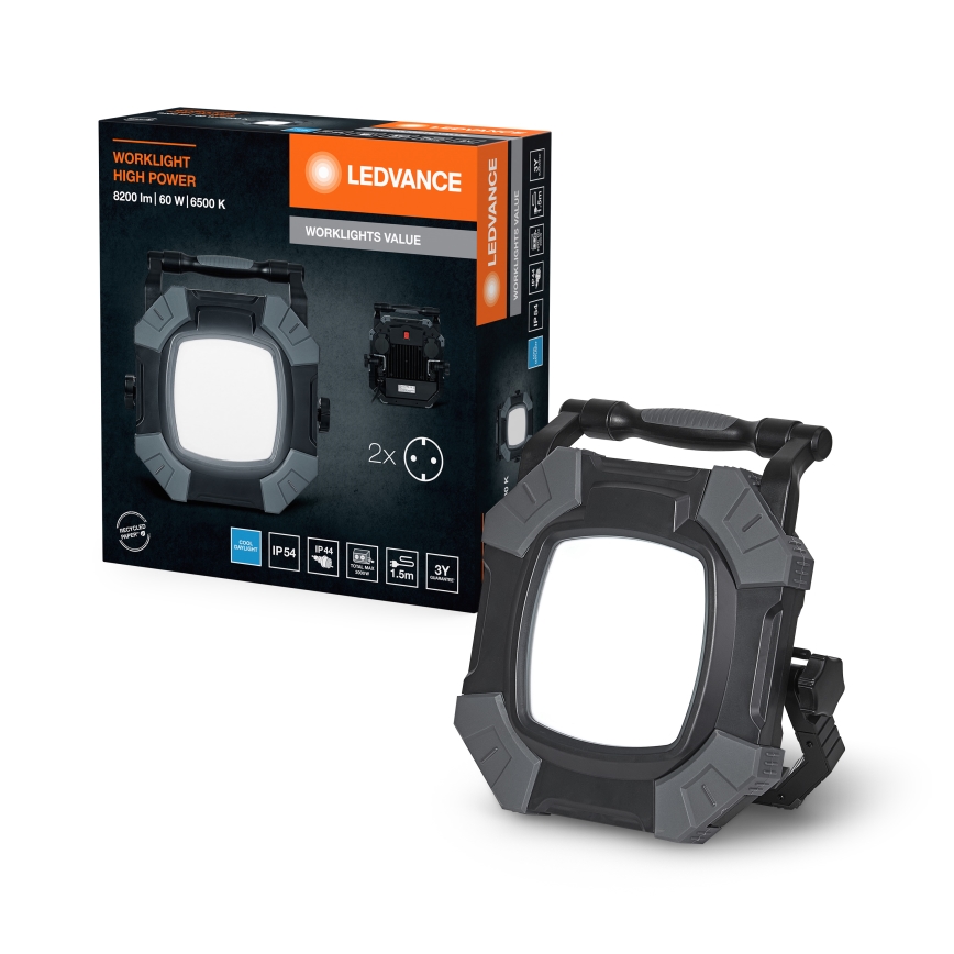 Ledvance - LED Prigušiva radna svjetiljka s 2 utičnice WORKLIGHT VALUE LED/60W/230V IP54