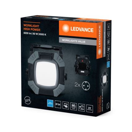 Ledvance - LED Prigušiva radna svjetiljka s 2 utičnice WORKLIGHT VALUE LED/60W/230V IP54