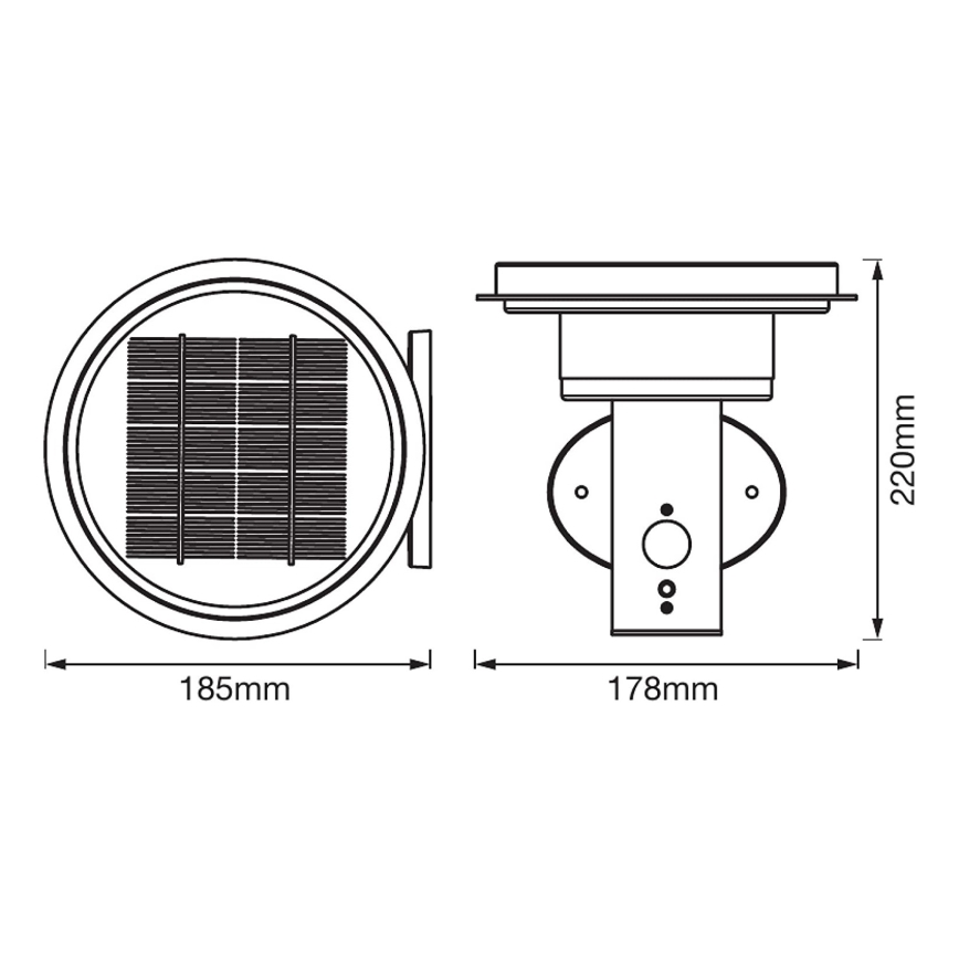 Ledvance - LED Prigušiva solarna svjetiljka sa senzorom CIRCLE LED/6W/3,2V 2200 mAh IP44